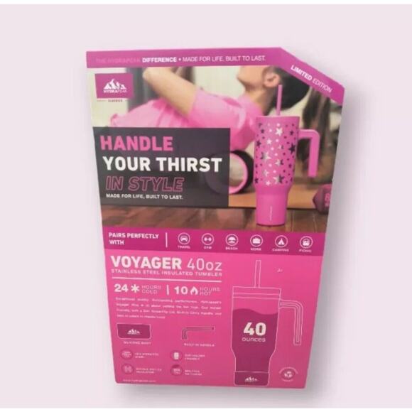 Hydrapeak Voyager 40oz Etched Stars Tumbler Winter 2024 NEW Pink - Picture 2 of 6